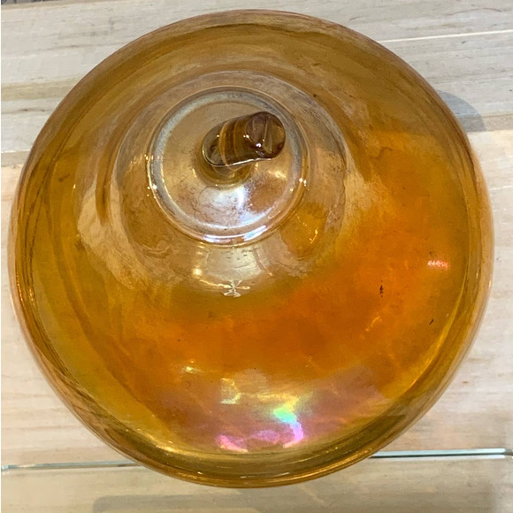 Vintage Carnival Glass Pear Covered Candy Dish Marigold - Picture 11 of 11